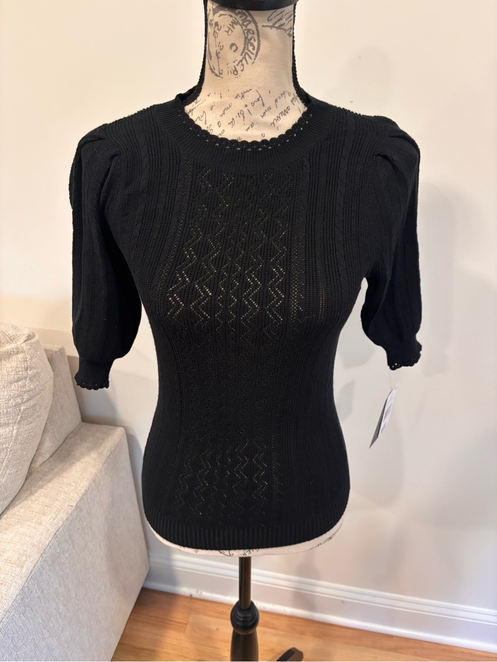 Wit & Wisdom mixed-stitch sweater in black size XS NWT